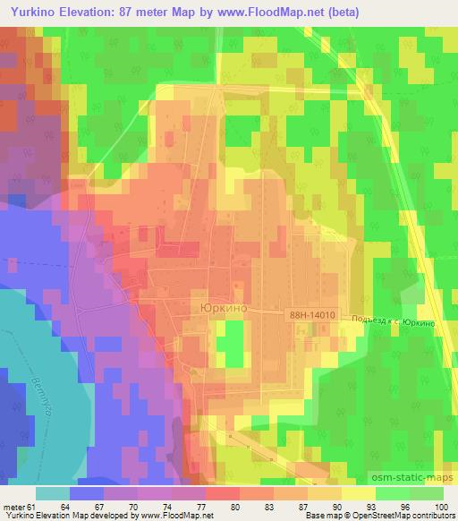 Yurkino,Russia Elevation Map