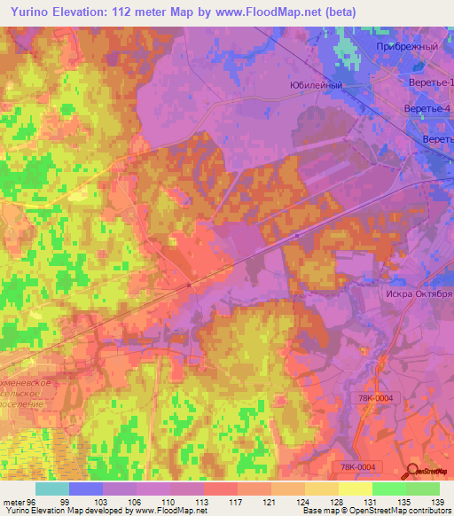 Yurino,Russia Elevation Map