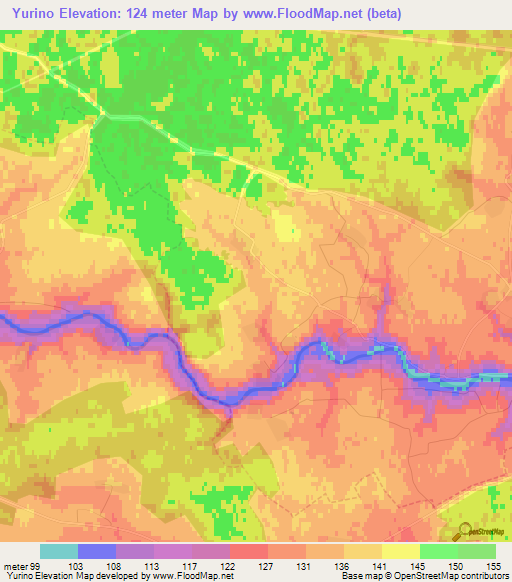 Yurino,Russia Elevation Map