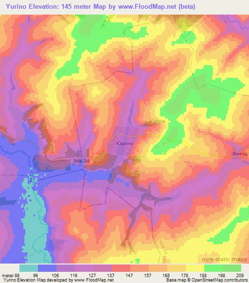 Yurino,Russia Elevation Map