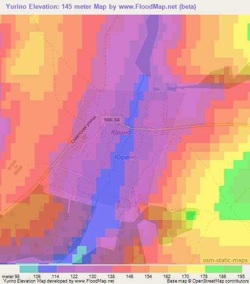 Yurino,Russia Elevation Map