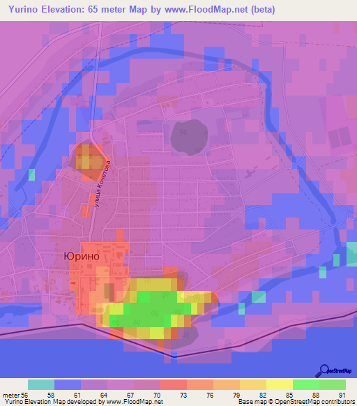 Yurino,Russia Elevation Map