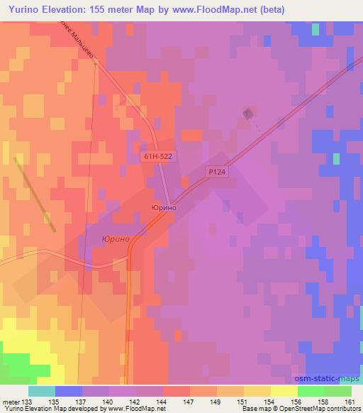 Yurino,Russia Elevation Map