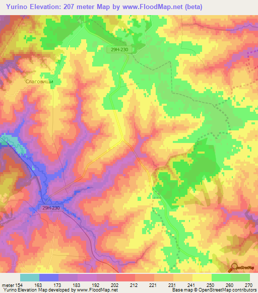 Yurino,Russia Elevation Map