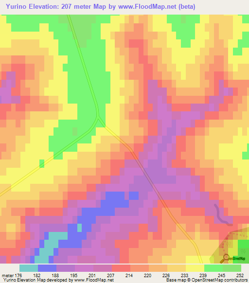 Yurino,Russia Elevation Map