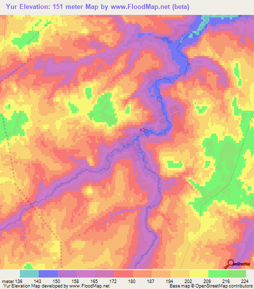 Yur,Russia Elevation Map