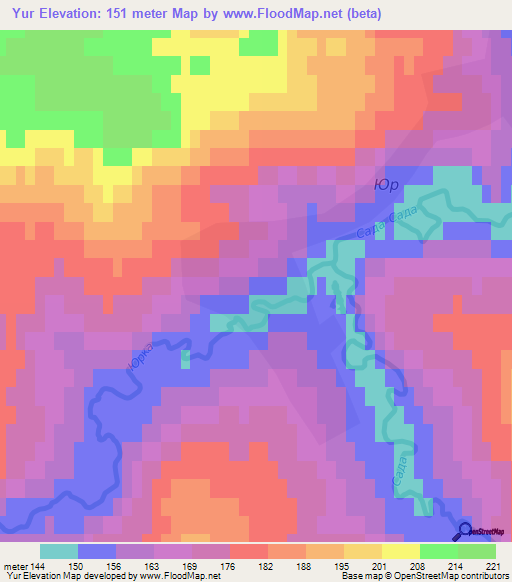 Yur,Russia Elevation Map