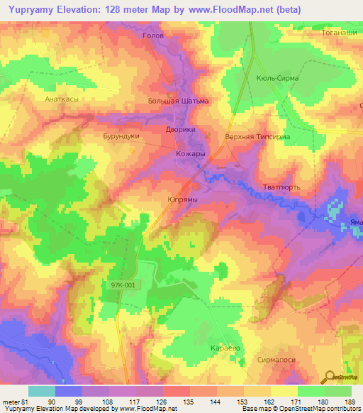 Yupryamy,Russia Elevation Map