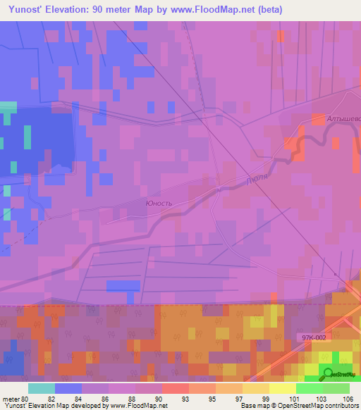 Yunost',Russia Elevation Map