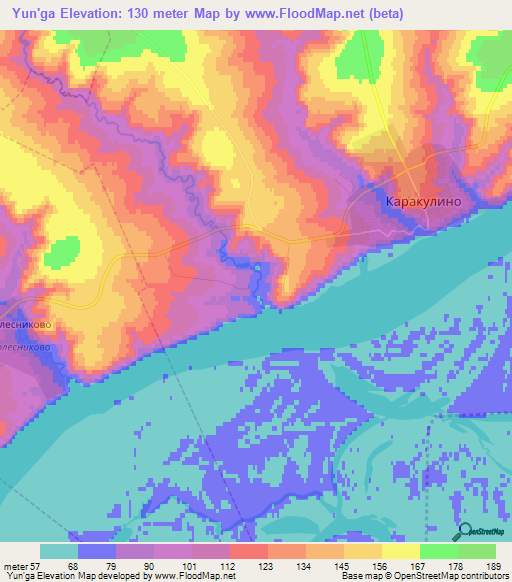 Yun'ga,Russia Elevation Map