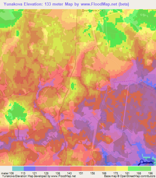 Yunakova,Russia Elevation Map