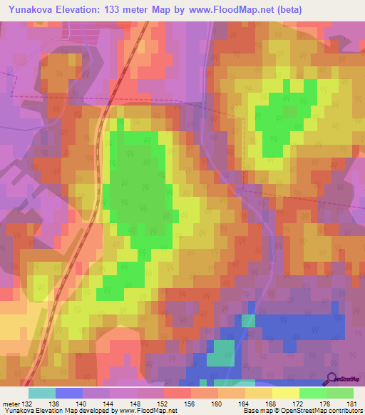 Yunakova,Russia Elevation Map
