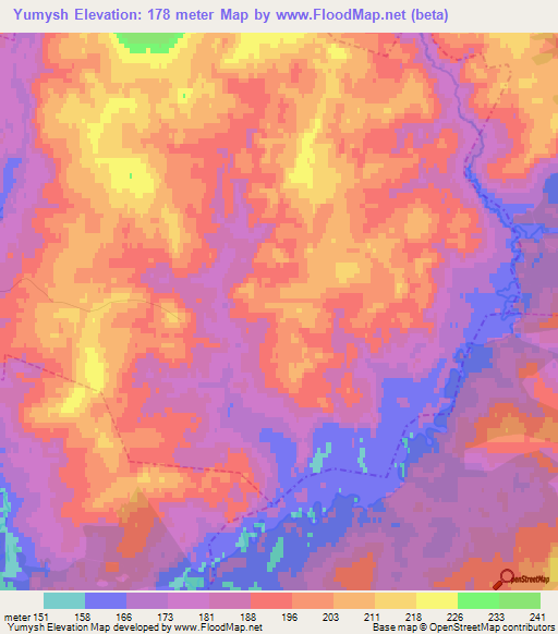 Yumysh,Russia Elevation Map