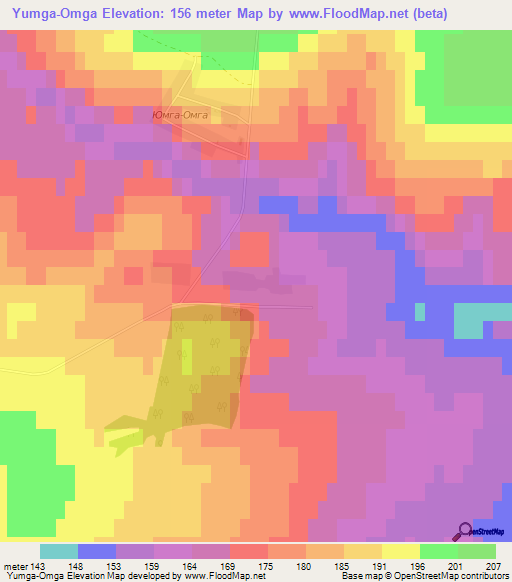 Yumga-Omga,Russia Elevation Map