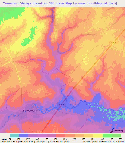 Yumatovo Staroye,Russia Elevation Map