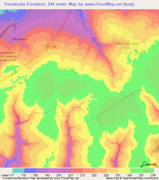 Yumatovka,Russia Elevation Map