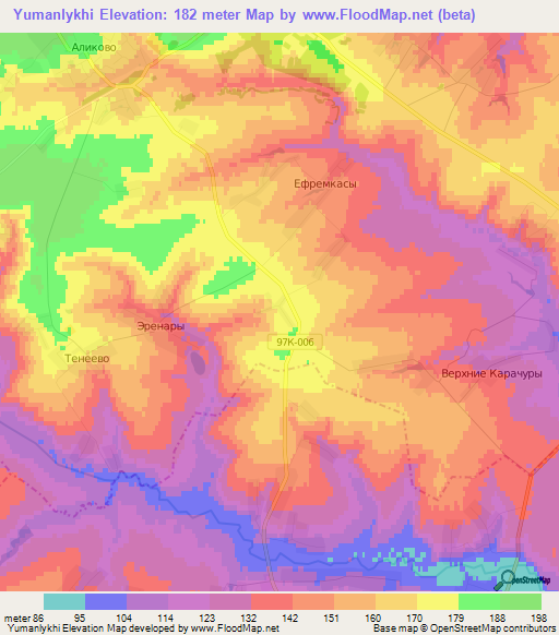 Yumanlykhi,Russia Elevation Map