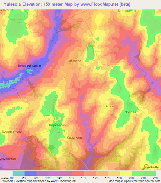 Yulesola,Russia Elevation Map