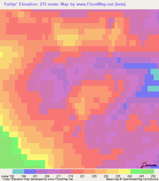 Yuldyr',Russia Elevation Map