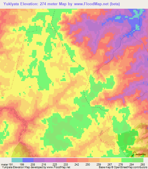 Yuklyata,Russia Elevation Map