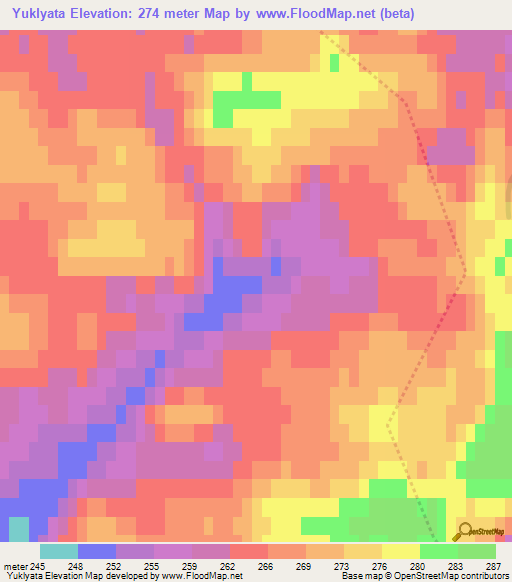 Yuklyata,Russia Elevation Map