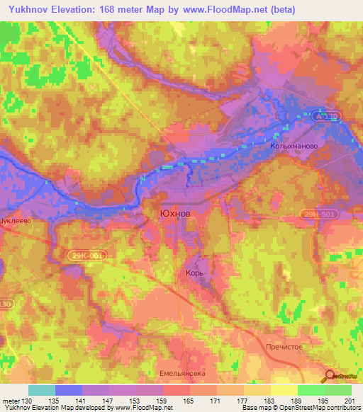 Yukhnov,Russia Elevation Map