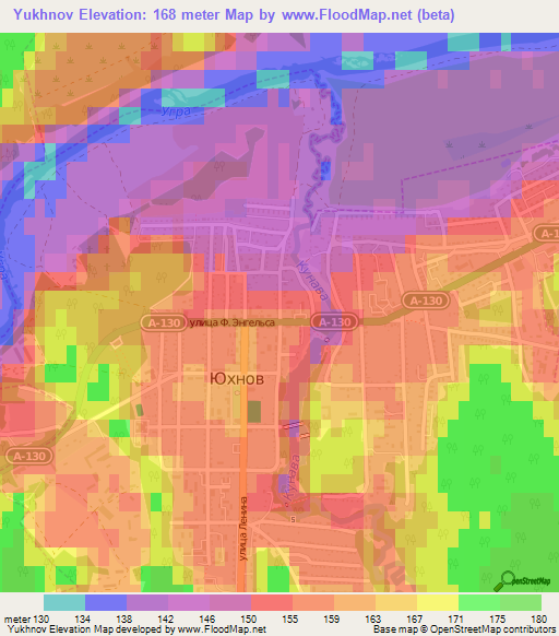 Yukhnov,Russia Elevation Map