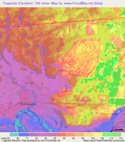 Yuganets,Russia Elevation Map