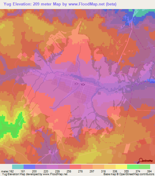 Yug,Russia Elevation Map