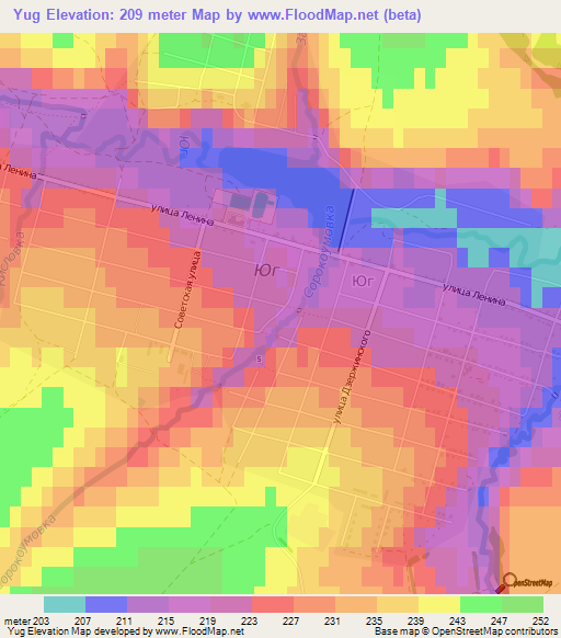 Yug,Russia Elevation Map