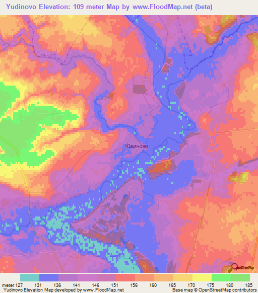 Yudinovo,Russia Elevation Map