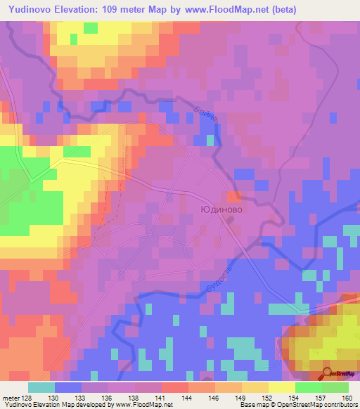 Yudinovo,Russia Elevation Map