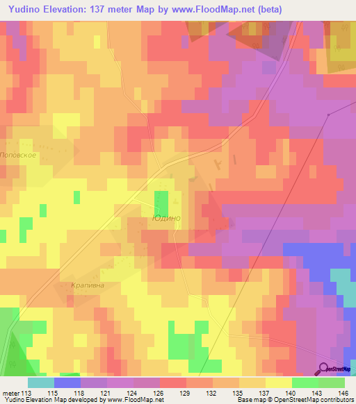 Yudino,Russia Elevation Map