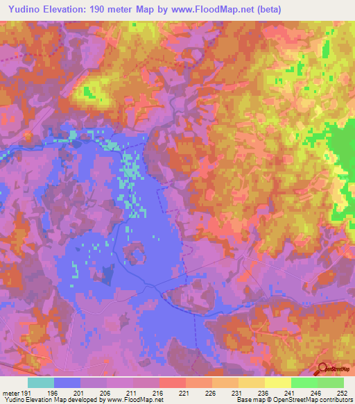 Yudino,Russia Elevation Map