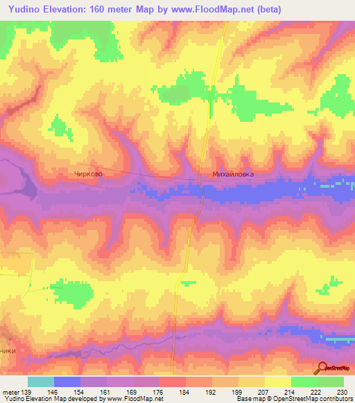 Yudino,Russia Elevation Map