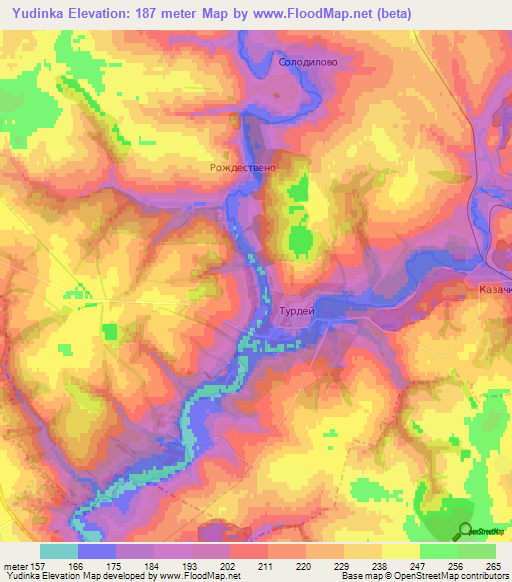 Yudinka,Russia Elevation Map