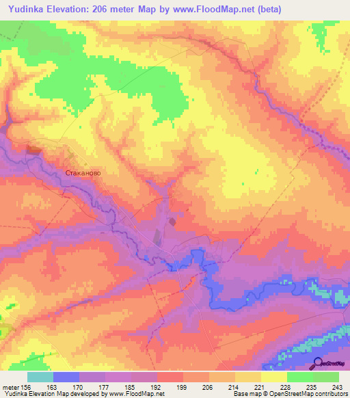 Yudinka,Russia Elevation Map