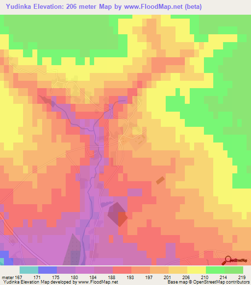 Yudinka,Russia Elevation Map