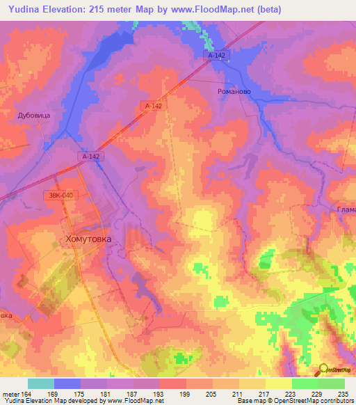 Yudina,Russia Elevation Map