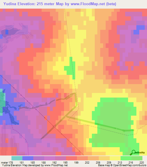 Yudina,Russia Elevation Map