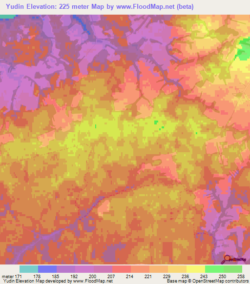 Yudin,Russia Elevation Map