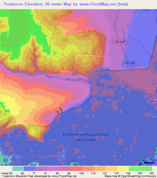 Yudanovo,Russia Elevation Map