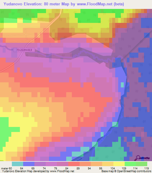 Yudanovo,Russia Elevation Map