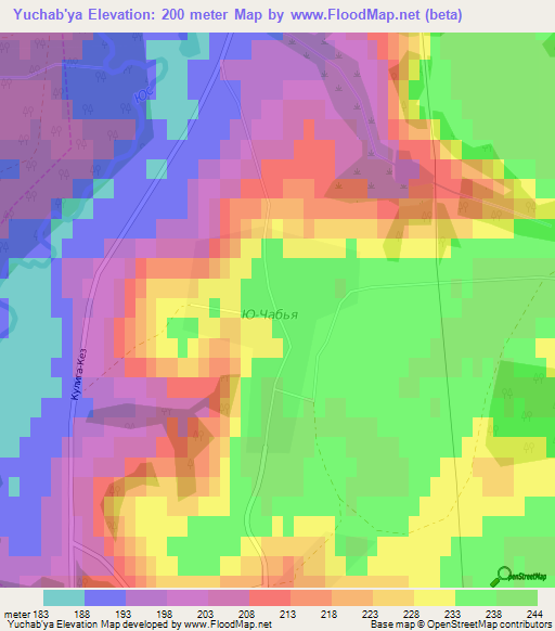 Yuchab'ya,Russia Elevation Map