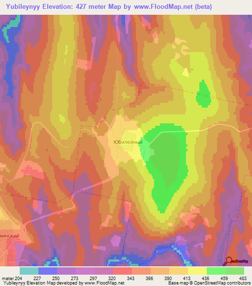 Yubileynyy,Russia Elevation Map