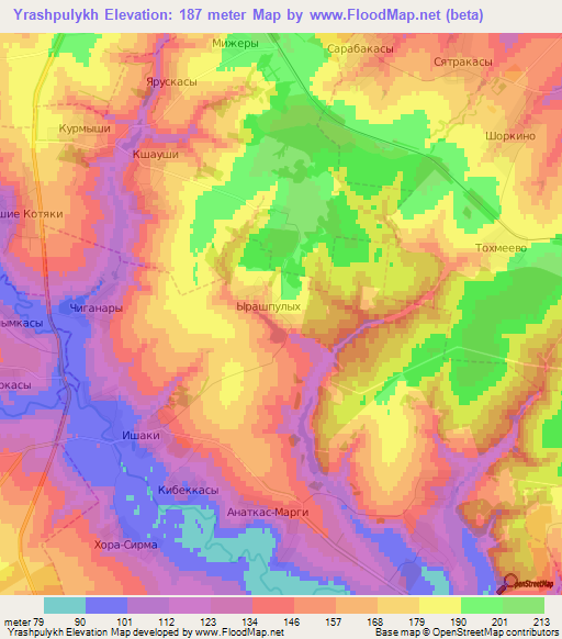 Yrashpulykh,Russia Elevation Map