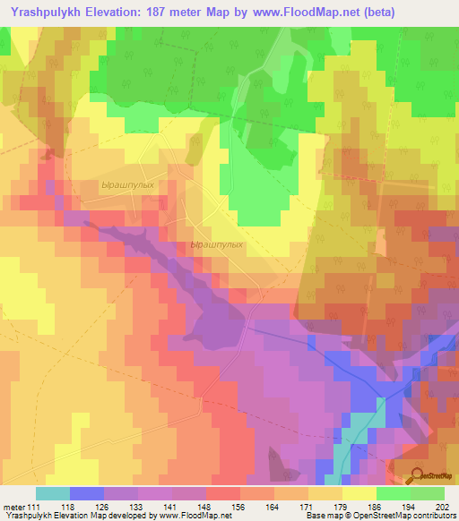 Yrashpulykh,Russia Elevation Map