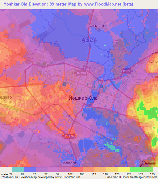 Yoshkar-Ola,Russia Elevation Map