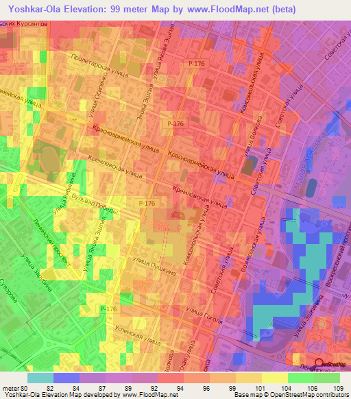 Yoshkar-Ola,Russia Elevation Map