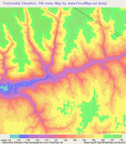 Yezhovskiy,Russia Elevation Map